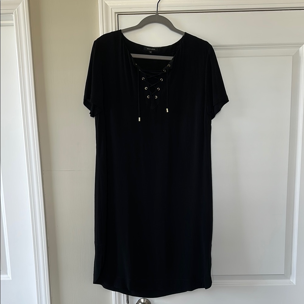 New Look Black Lace-Up Dress